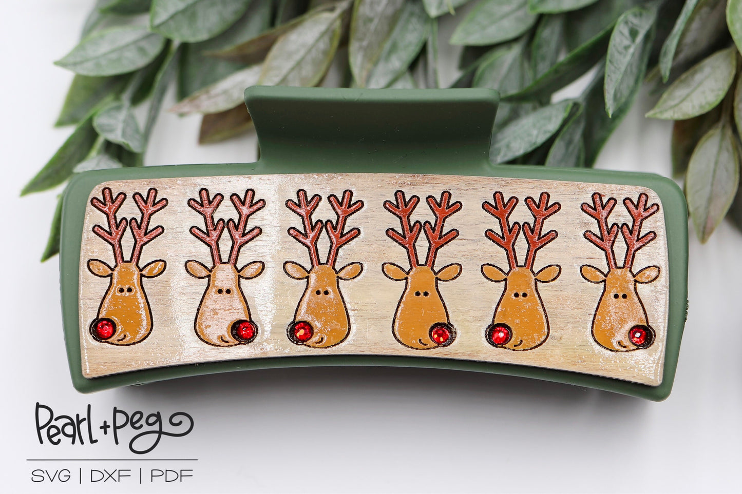 Reindeer Rudolph Laser Engraved Hair Clip File
