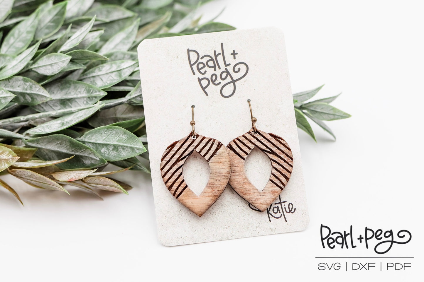 Elegant Side Stripe Hoop Laser Engraved Earrings Digital Download