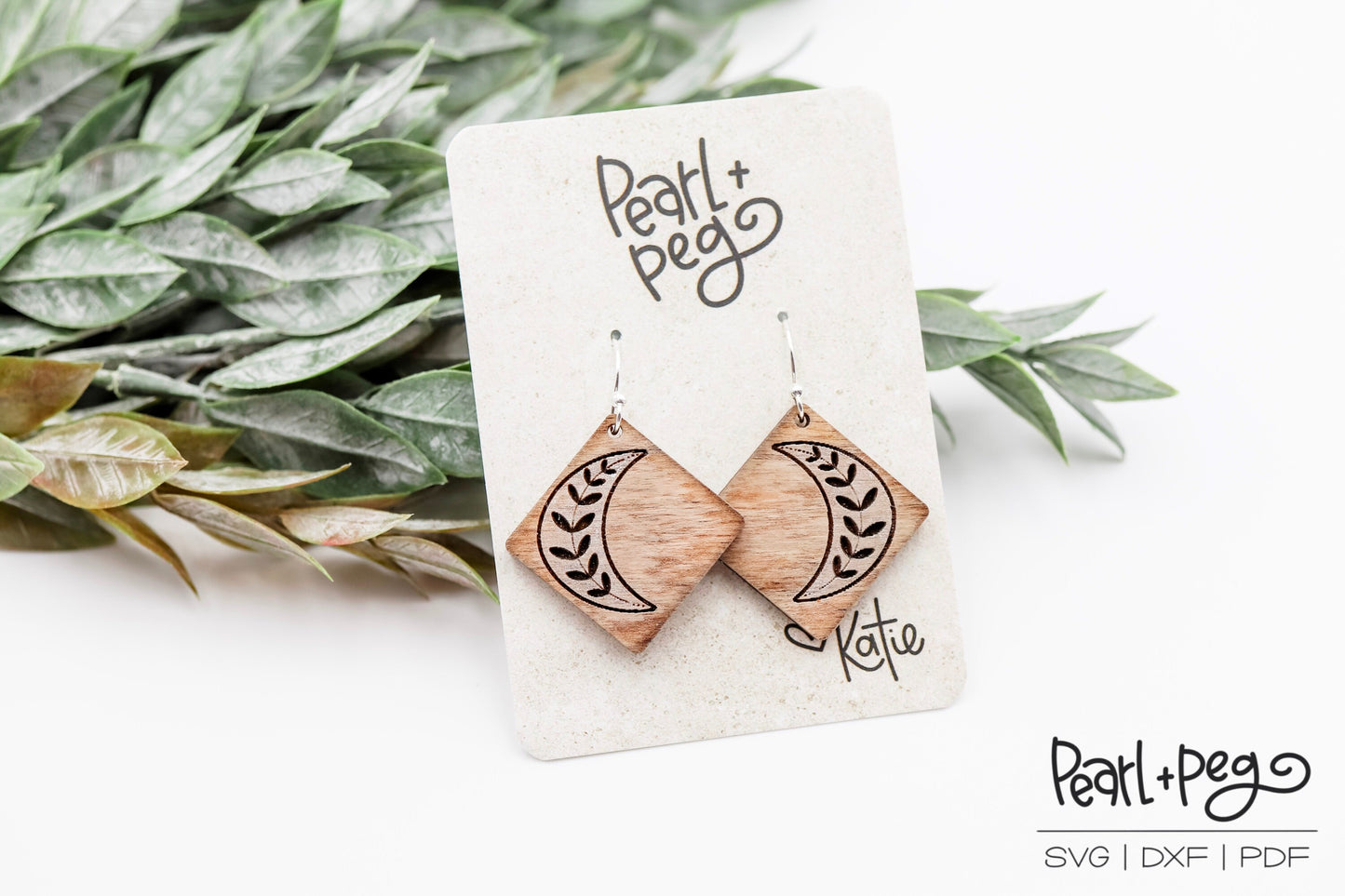 Boho Diamond Moon Laser Engraved Earrings Digital Download