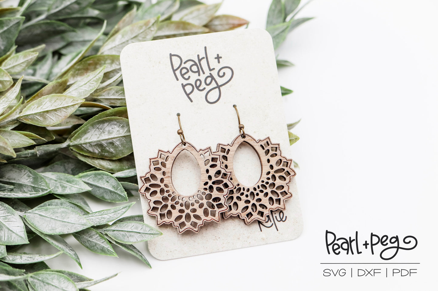 Elegant Lace Hoop Laser Engraved Earrings Digital Download