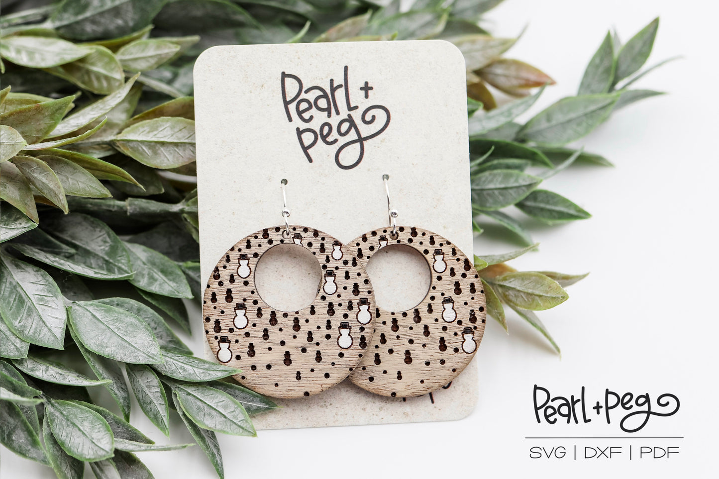 Floating Snowman Laser Engraved Earrings Digital Download