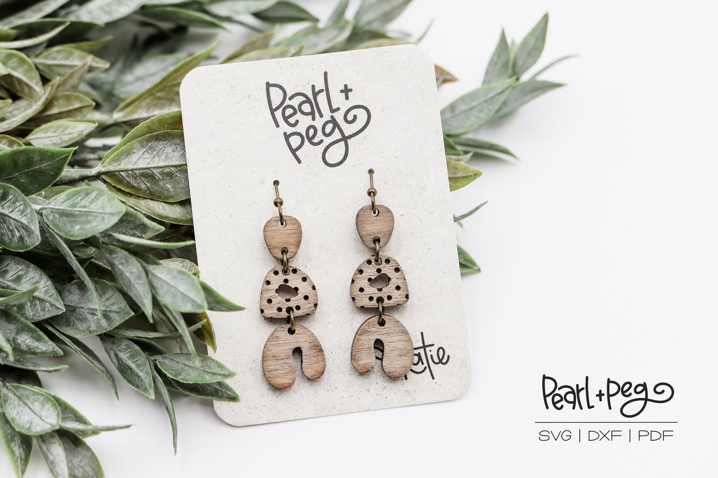 Three Part Abstract Dangle Laser Engraved Earrings Digital Download