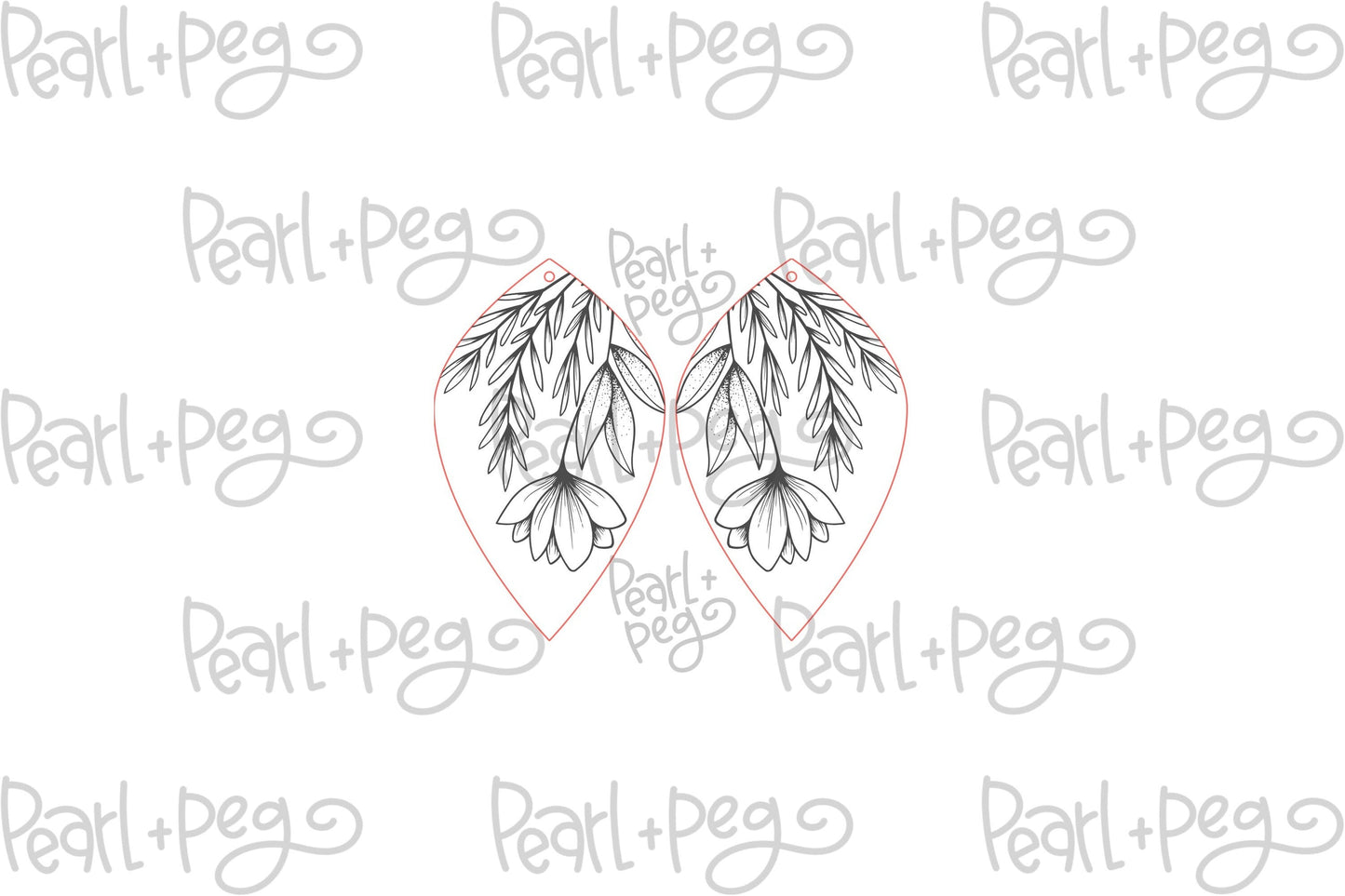 Floral Upside Down Swag Laser Engraved Earrings Digital Download