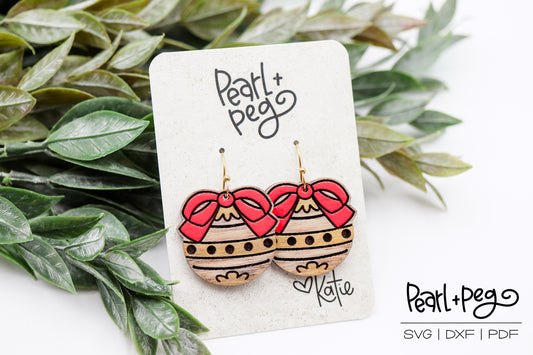 Ornament With Bow Laser Earring Digital Download File-Oct2024