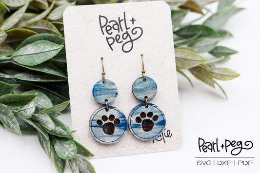 Paw Print 2 Part Laser Earring Digital Download File-Oct2024