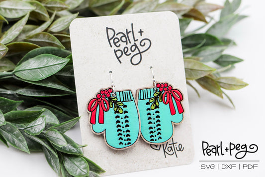 Holly Mittens Laser Earring Digital Download File-Oct2024