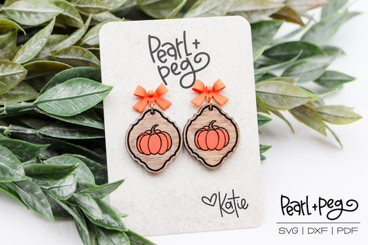 Bordered Fall Pumpkin Laser Earring Digital Download File-Oct2024