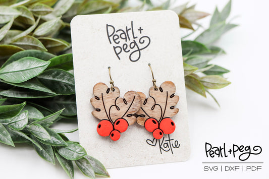 Holly and Berries Cutout Laser Earring Digital Download File-Oct2024