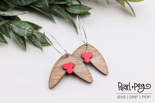 Mistletoe with Berries Laser Earring Digital Download File-Nov2024