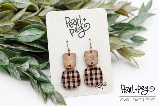 Half Buffalo Check 2 Part Laser Earring Digital Download File-Nov2024