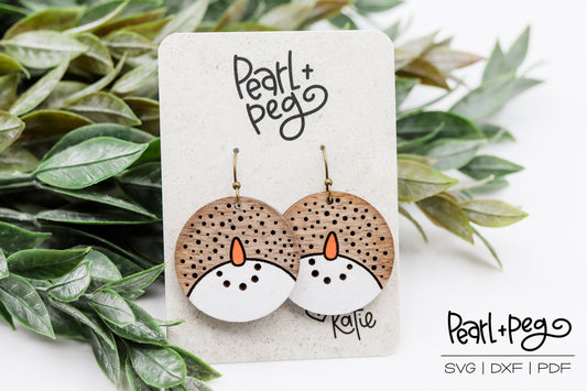 Snowman Facing Up Laser Earring Digital Download File-Nov2024