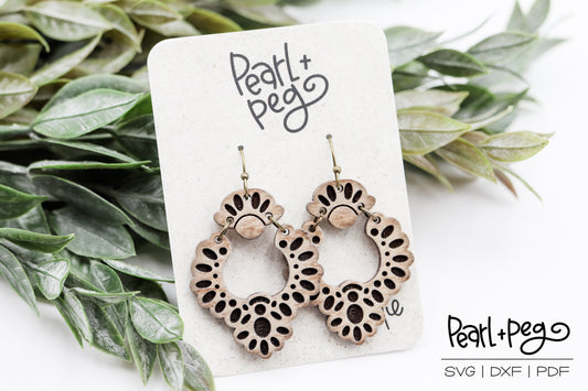 Turquoise Bloom 2 Part Laser Earring Digital Download File-July2024