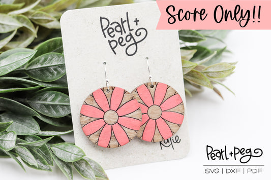 Score Only Daisy Round Laser Earring Digital Download File-July2024