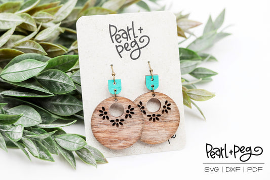 Floral Motif Hoop With Connector Laser Earring Digital Download-Dec2024