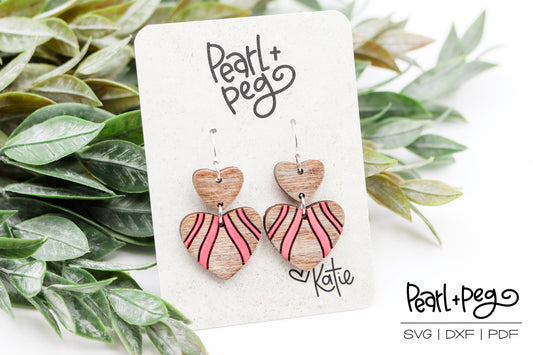 Two Option Double Stacked Heart Laser Earring Digital Download-Dec2024