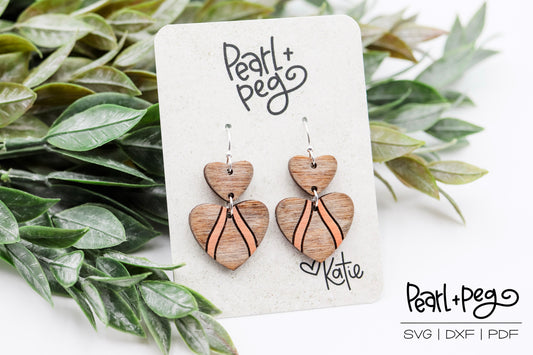 Two Option Double Stacked Heart Laser Earring Digital Download-Dec2024