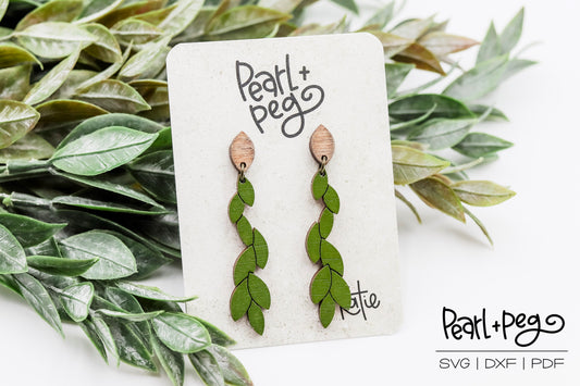 2 Part Long Leaf Scored Dangle Laser Earring Digital Download-Dec2024