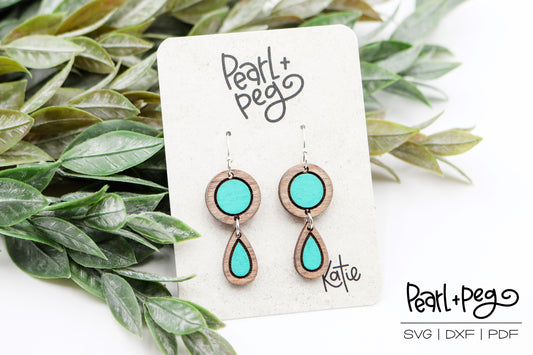 Round Inset 2 Part Dangle Stud Laser Earring Digital Download-Jan2025