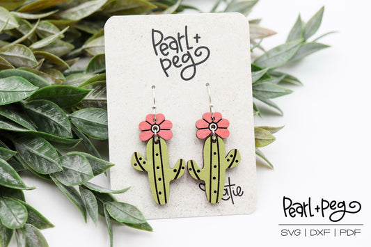 Cactus With Blossom 2 Part Laser Earring Digital Download-Jan2025