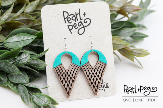 Sleek Diamond Drop 2 Options Laser Earring Digital Download File-Aug2024