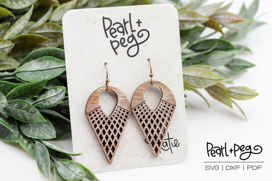 Sleek Diamond Drop 2 Options Laser Earring Digital Download File-Aug2024