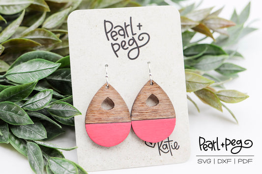 Plump Scored Teardrop Laser Earring Digital Download File-Aug2024