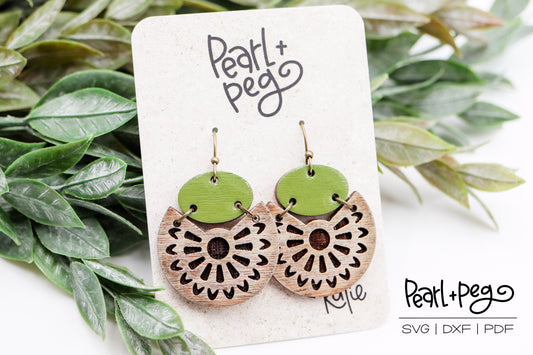 Oval Sunburst 2 Part Laser Earring Digital Download File-Aug2024