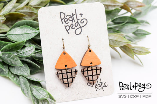 Half Plaid Triangles Laser Earring Digital Download File-Aug2024