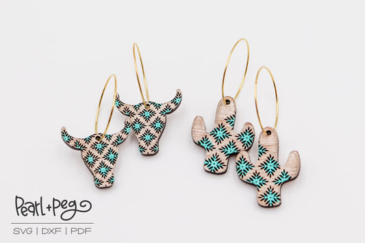 Southwestern Dangles Laser Engraved Earrings Digital Download