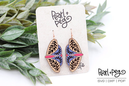 Folky Moth Butterfly Laser Earring Digital Download File-Sept2024