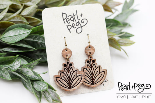 Folk Leaves 2 Piece Laser Earring Digital Download File-Sept2024
