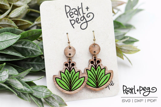 Folk Leaves 2 Piece Laser Earring Digital Download File-Sept2024
