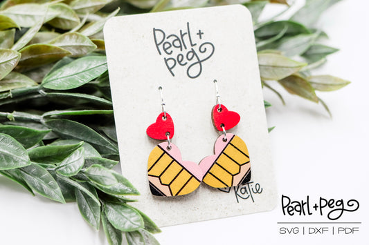 Heart Pencil 2 Part Laser Earring Digital Download-Feb2025