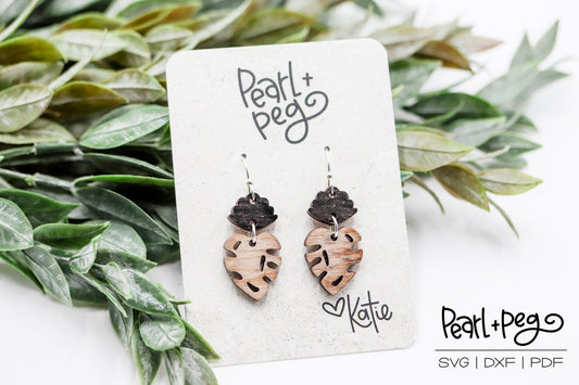 Petite Monstera 2 Part Laser Earring Digital Download-Feb2025