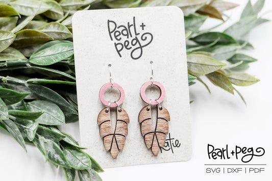 Tapered Edge Leaf 2 Part Laser Earring Digital Download-Feb2025