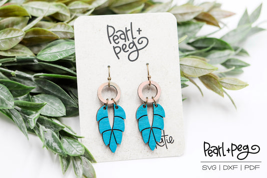 Tapered Edge Leaf 2 Part Laser Earring Digital Download-Feb2025