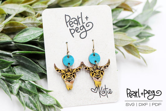 Mandala Bull 2 Part Laser Earring Digital Download-Feb2025