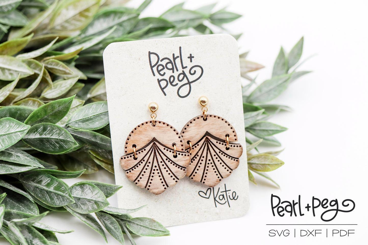 Partly Scalloped Dotted 2 Part Laser Engraved Earrings Digital Download