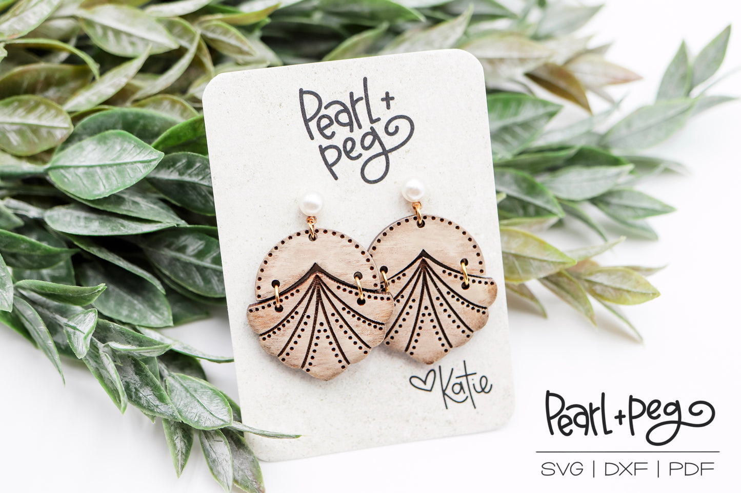 Partly Scalloped Dotted 2 Part Laser Engraved Earrings Digital Download