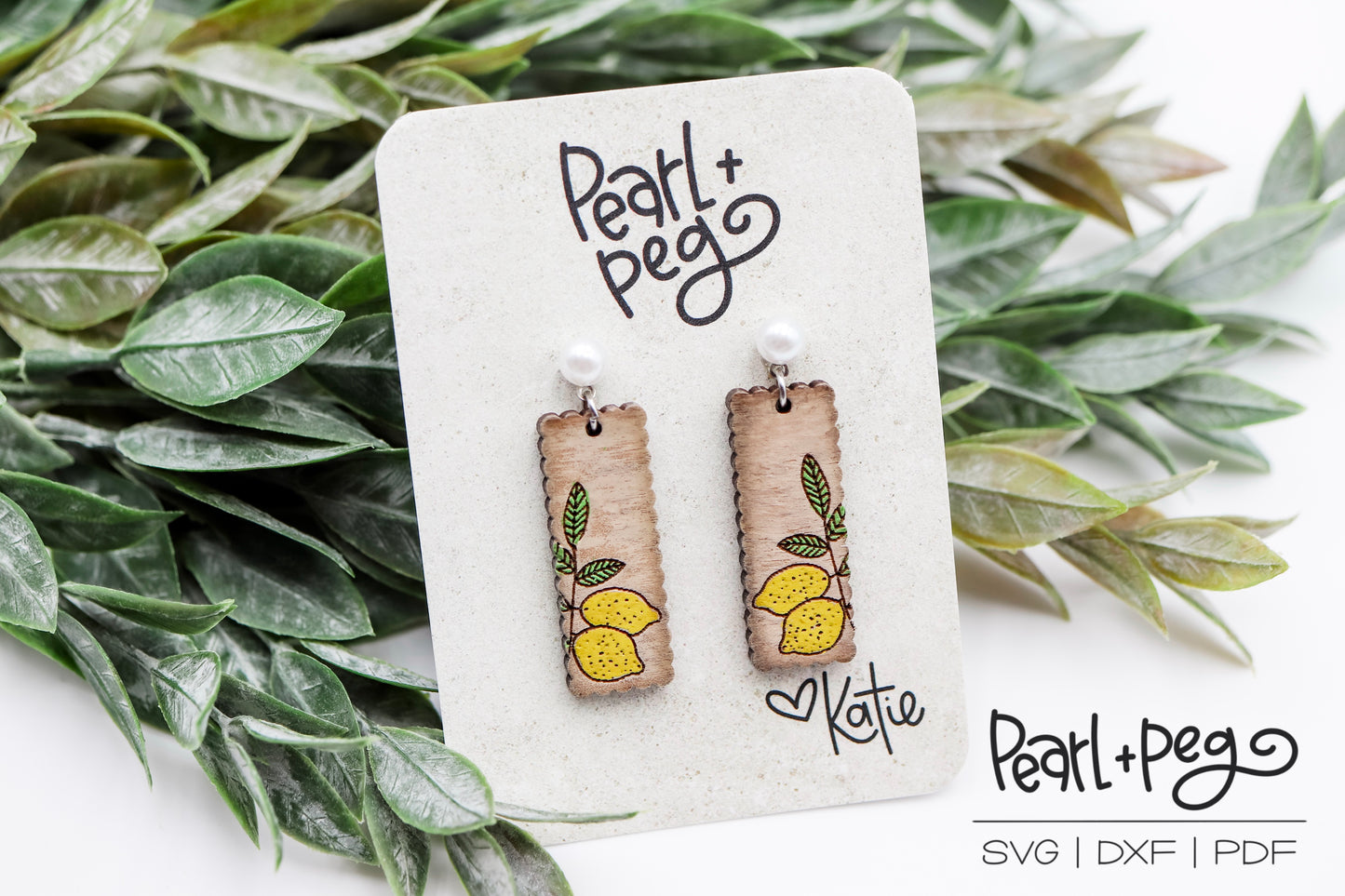 Petite Lemon Scalloped Bar Laser Engraved Earrings Digital Download