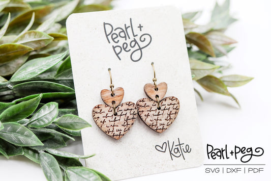 Handwritten Double Hearts Laser Earring Digital Download-Mar2025