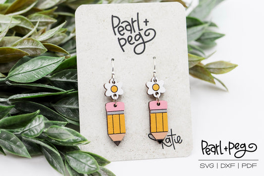 Two Part Teacher Pencil Laser Earring Digital Download-Mar2025