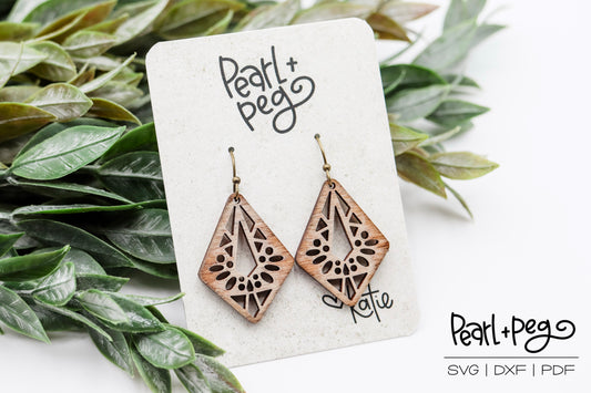 Diamond Hoop Cutout Laser Earring Digital Download-Mar2025