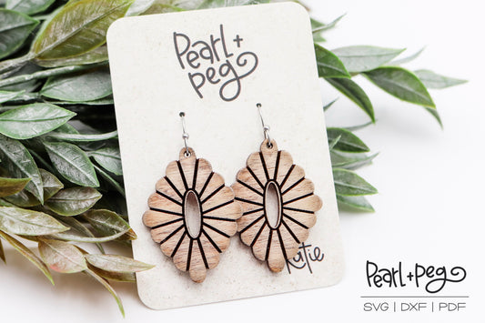 Sunburst Scalloped Quad Laser Engraved Earrings Digital Download Released