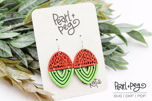 Abstract Watermelon 2 Part Laser Engraved Earrings Digital Download Released