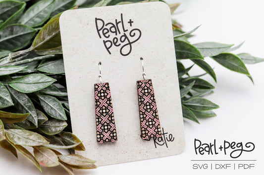 Floral Quad Petite Bar Laser Engraved Earrings Digital Download