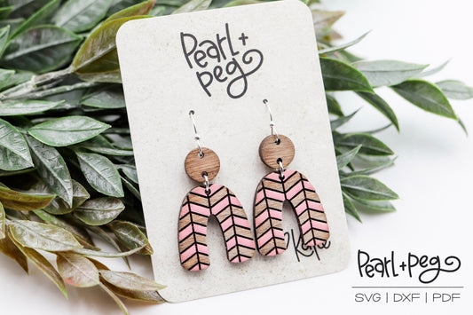 Herringbone Rainbow 2 Part Laser Engraved Earrings Digital Download