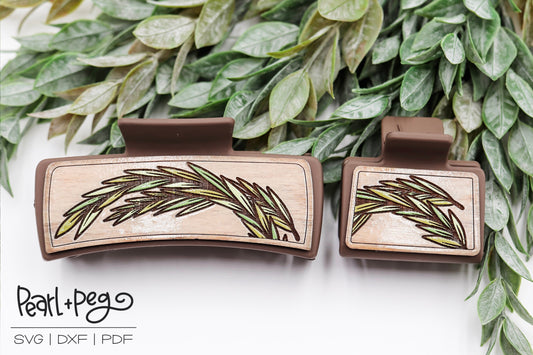 Laurel Leaf Hair Clip Laser Engraved Hair Clip File