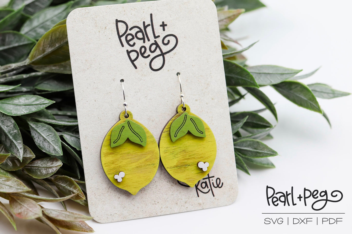 Lemon 3D Drop Laser Engraved Earrings Digital Download