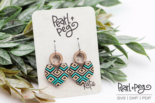 2 Part Hoop Geometric Two Options Engrave and Reverse Engrave Laser Engraved Earrings Digital Download
